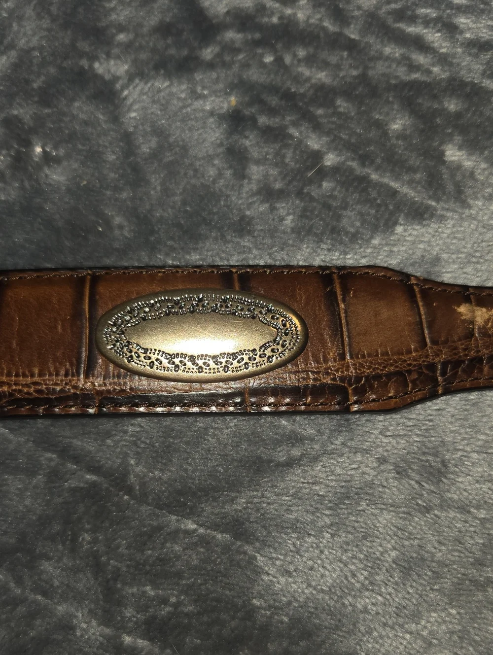 FOSSIL-Vintage Leather Belt Brown with Brass Details-Size Large